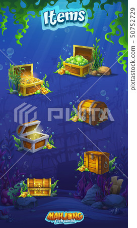 Vector background set of various wooden chests 50752729