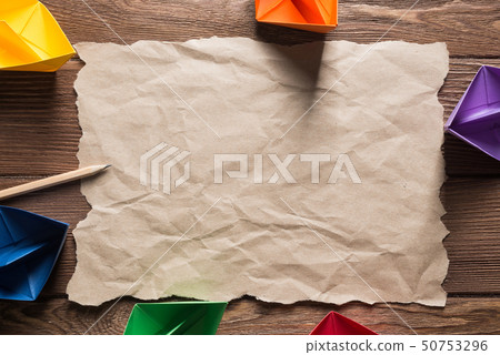 Concept of inspiration and creativity with paper ships. Place your text 50753296