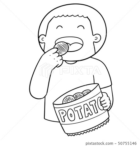 vector of man eating potatoes - Stock Illustration [50755146] - PIXTA