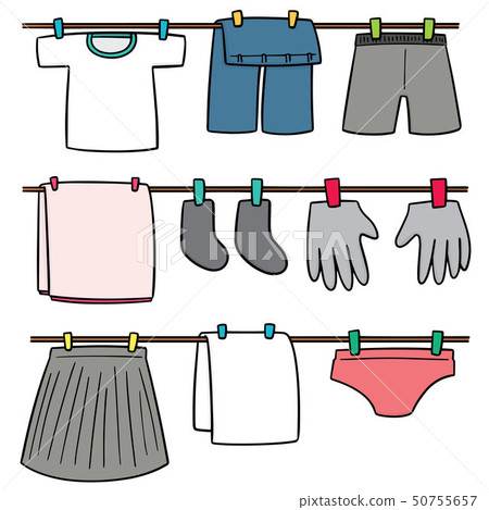 vector set of drying clothes 50755657
