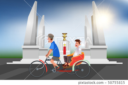 land scape of democracy monument in the morning in land scape of democracy monument in the morning in 50755815