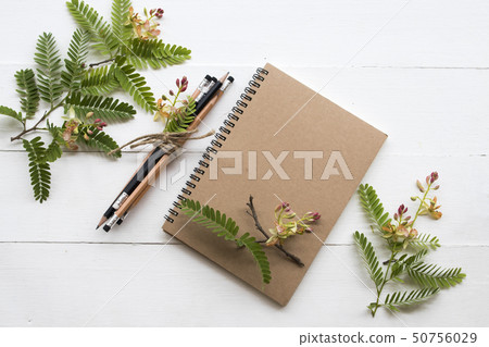 notebook planner for business work on white  50756029