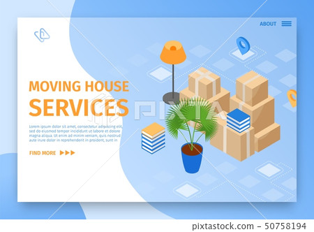 Illustration Moving House Services Landing Page. Illustration Moving House Services Landing Page. 50758194