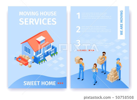 Set Moving House Services Sweet Home Flat Cartoon Stock Illustration