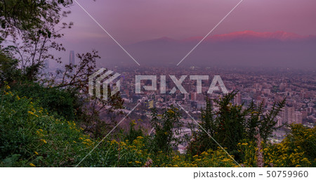 Night falling over Santiago de Chile city 50759960