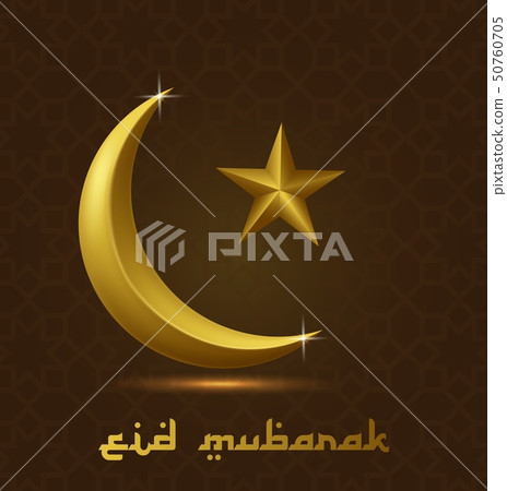 Eid Mubarak Greeting Card with golden Crescent Moo Eid Mubarak Greeting Card with golden Crescent Moo 50760705