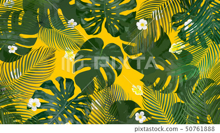 Background-Sea-Summer-Monstera-Plumeria-Yellow Background-Sea-Summer-Monstera-Plumeria-Yellow 50761888