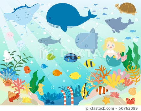 Illustration of cute sea creatures 50762089