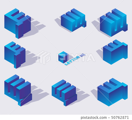 Collection of cyrillic letters shcha in isometric 50762871