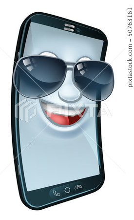 Mobile Phone Cool Shades Cartoon Mascot Mobile Phone Cool Shades Cartoon Mascot 50763161