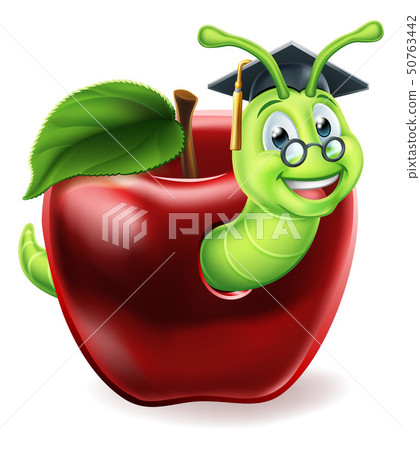 Bookworm Apple Cartoon 50763442