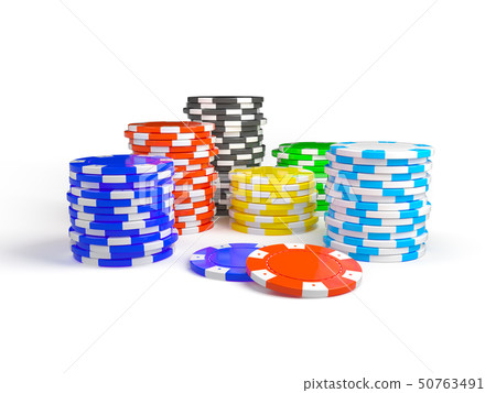 Stack of casino chip isolated on white background 50763491