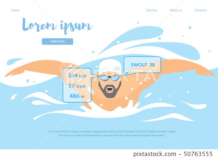 Swimmer Character in Rubber Hat and Smart Glasses Swimmer Character in Rubber Hat and Smart Glasses 50763555