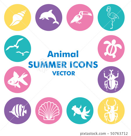 Summer image icon, summer life illustration set, summer greeting card | Toucan, dolphin, gull, goldfish Summer image icon, summer life illustration set, summer greeting card | Toucan, dolphin, gull, goldfish 50763712