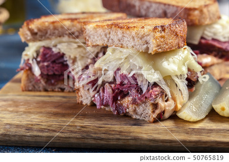 Reuben Sandwich with corned beef, cheese and Reuben Sandwich with corned beef, cheese and 50765819