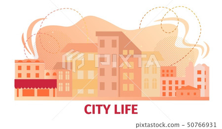 City Life Banner with Urban Skyline Buildings View 50766931