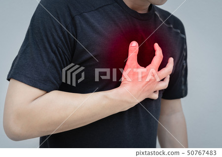 Man having heart attack after work without break Man having heart attack after work without break 50767483