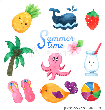 Summer Time Collection in watercolor 50768193