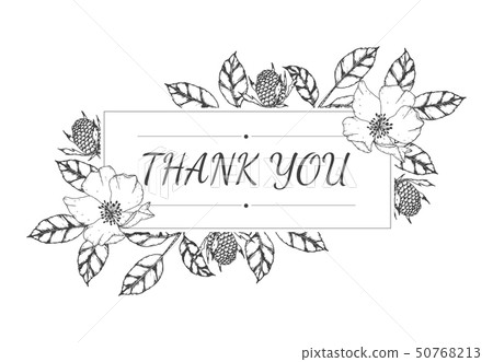 Hand Drawn Floral Thank You Card Template 插圖素材 圖庫