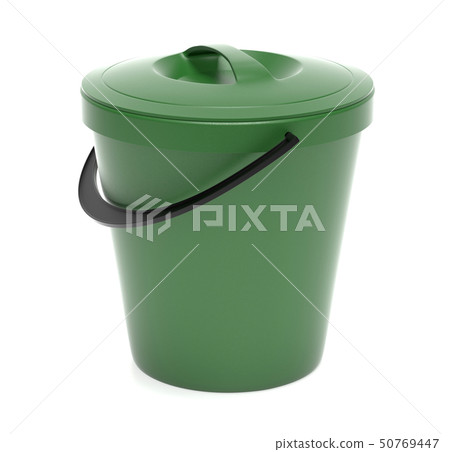 green bucket with lid