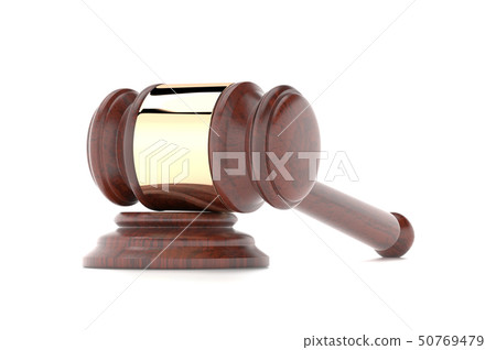 Gavel. Law court or auction house accessory. 3d rendering illustration isolated 50769479