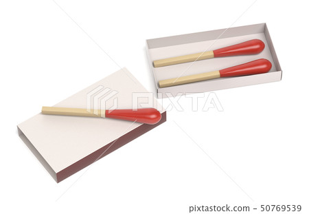 Matchsticks in open box. 3d rendering illustration isolated Matchsticks in open box. 3d rendering illustration isolated 50769539