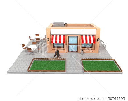 Market store complete exterior design. Urban scene. 3d rendering illustration 50769595
