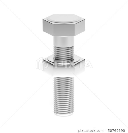 Metal bolt with nut. 3d rendering illustration isolated Metal bolt with nut. 3d rendering illustration isolated 50769690