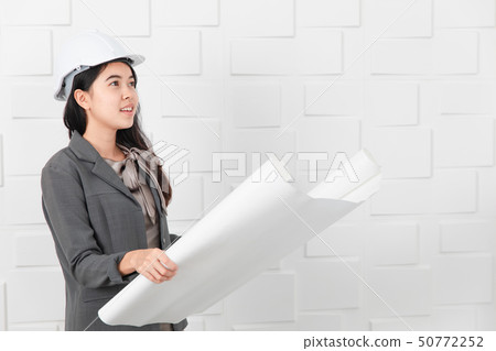 Asian architect at construction site office 50772252