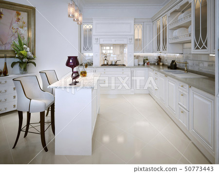 Kitchen design in the Moroccan style. In white. Kitchen design in the Moroccan style. In white. 50773443