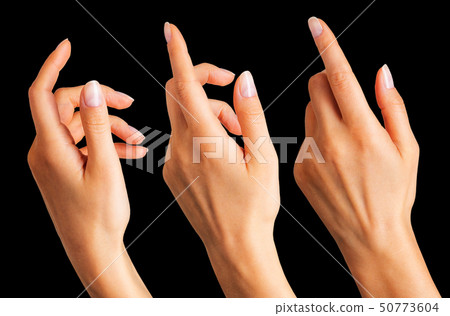 Woman beautiful hands showing something on it 50773604