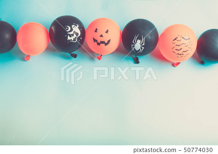 Halloween scene with balloons 50774030