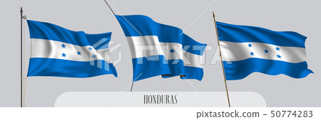 Set of Honduras waving flag on isolated background Set of Honduras waving flag on isolated background 50774283
