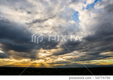 colorful dramatic sky with cloud at sunset. colorful dramatic sky with cloud at sunset. 50774790
