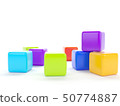 Colorful plastic cubes on a white background. 50774887