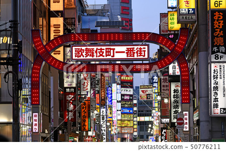 在日本歌舞伎町的東京都市風景看法（夜視圖） 50776211