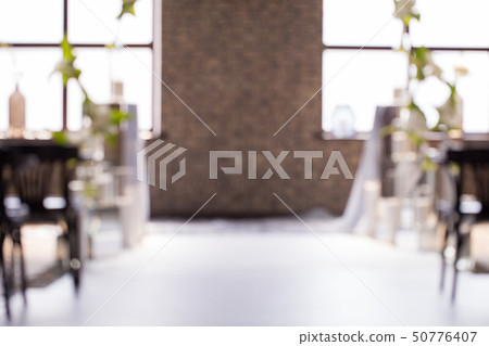 Blurred background with wedding decor for the bride and groom. Photo for postcard 50776407