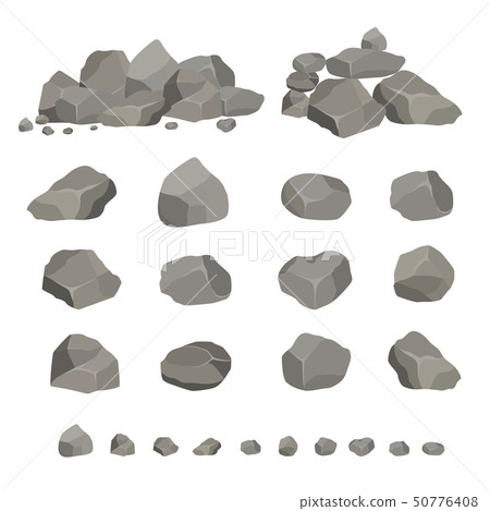 Set of gray granite stones of different shapes. Element of nature, mountains, rocks, caves. Minerals Set of gray granite stones of different shapes. Element of nature, mountains, rocks, caves. Minerals 50776408