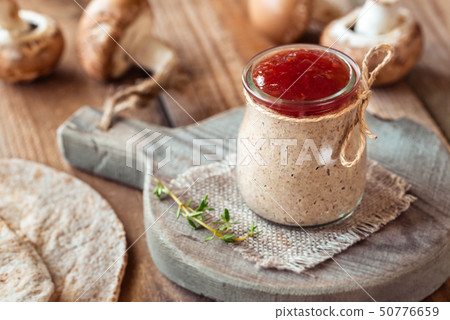 Mushroom pate in the glass jar Mushroom pate in the glass jar 50776659