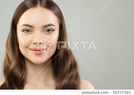 Pretty woman face. Beautiful female model face 50777301