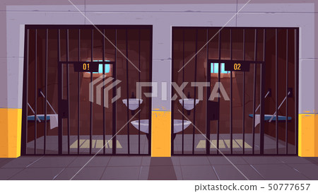 Prison single cells interior cartoon vector 50777657
