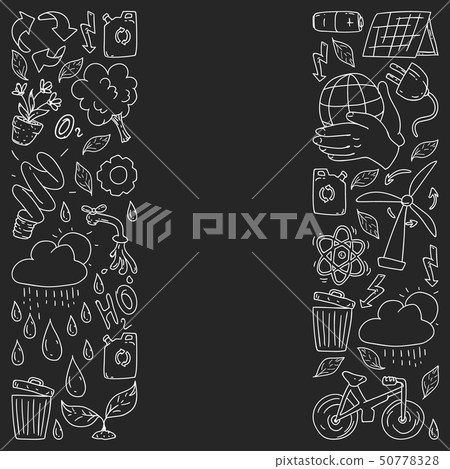 Vector logo, design and badge in trendy drawing style - zero waste concept, recycle and reuse 50778328