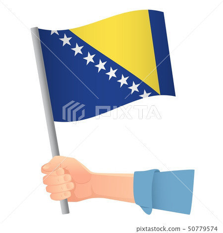Bosnia and Herzegovina flag in hand 50779574