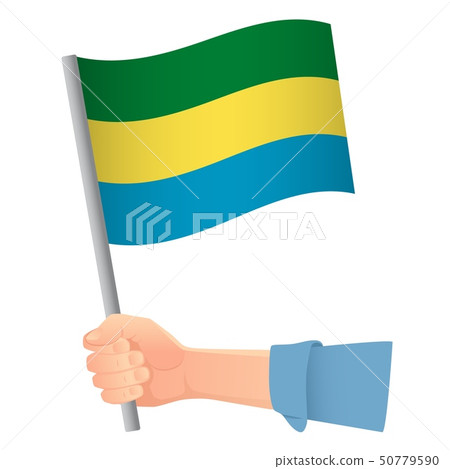 Gabon flag in hand Gabon flag in hand 50779590