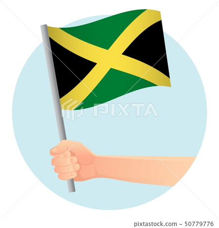 Jamaica flag in hand Jamaica flag in hand 50779776