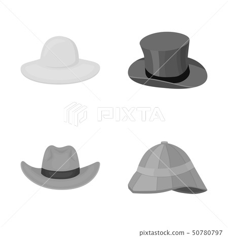 Isolated object of hat and cap symbol. Collection of hat and model stock symbol for web. 50780797