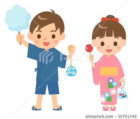 Summer festival children in yukata 1 50781348