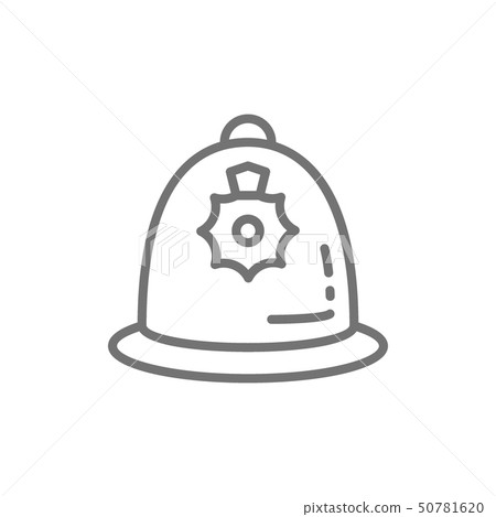 British police helmet, police cap line icon. 50781620