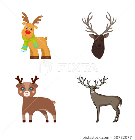 Vector design of elk and head icon. Set of elk... - Stock Illustration ...