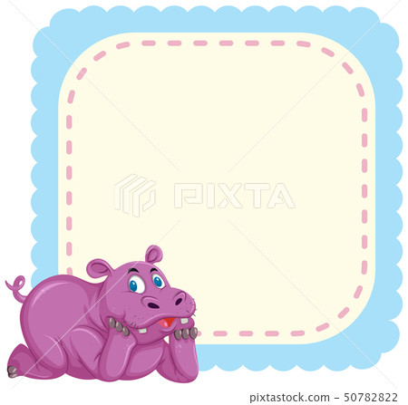 A hippopotamus on note template A hippopotamus on note template 50782822